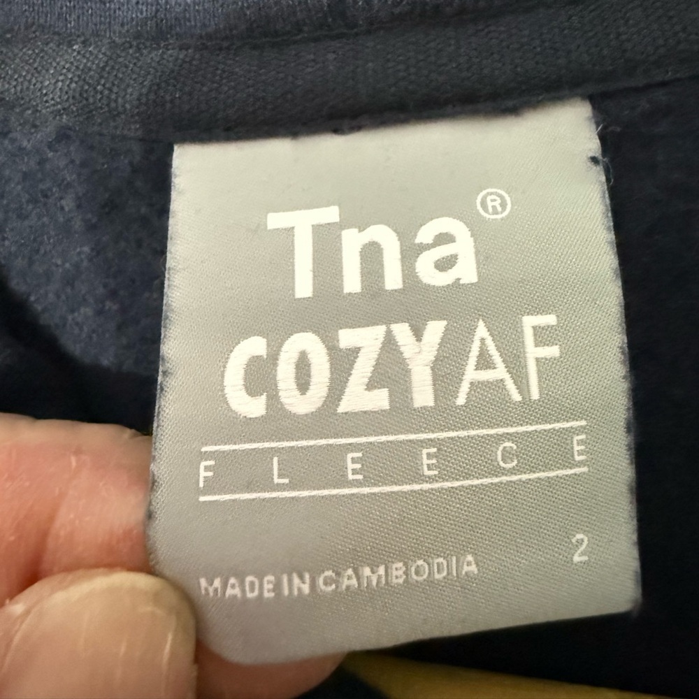 TNA Cozy AF Fleece Pullover Hoodie in Navy - Picture 3 of 10